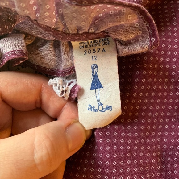 Miss Quality Girls Sz 12 vintage Plaid Dress Ruffles Eyelet Long Sleeves - Picture 3 of 4